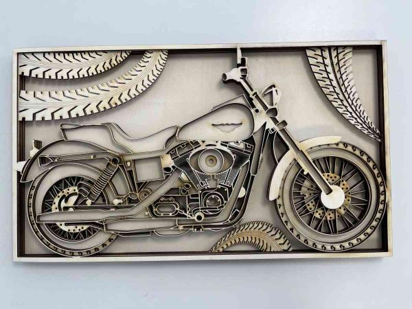 Motorcycle "Chopper" as wall picture - llasered parts assamled